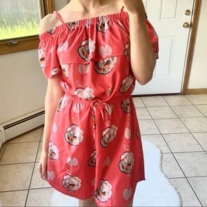 Blush ruffle off shoulder dresss red Xl